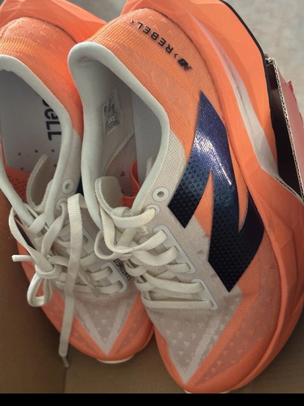 New Balance Women’s FuelCell Running Shoes - Orange with Blue N - Picture 3 of 5